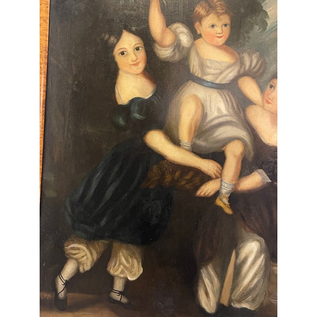 19th Century American Art Oil Painting of Three Girls For Sale - Image 4 of 13