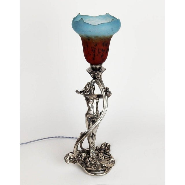 Art Nouveau Woman Lamp by Saglier, 1890s For Sale - Image 4 of 13