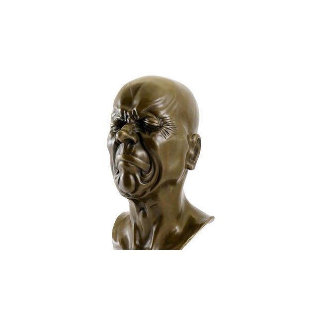 Bronze bust character head in patinated bronze, after Franz Xaver Messerschmidt, inspired by 18th century models. This...