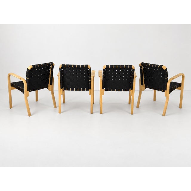 Model 45 Lounge Chairs by Alvar Aalto for Artek, 1970s, Set of 4 For Sale - Image 8 of 18