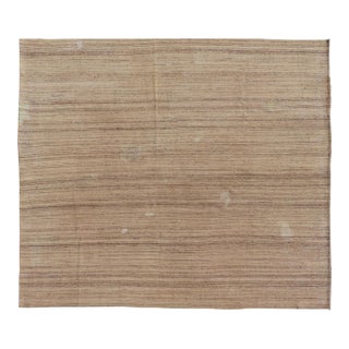 Vintage Hand-Woven Turkish Kilim in Wool With Striped Design in Earthy Tones For Sale