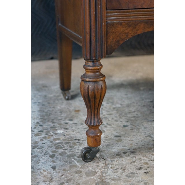 Antique Sheraton Style Book Matched Walnut Four Drawer Tallboy Dresser 49" For Sale - Image 4 of 17