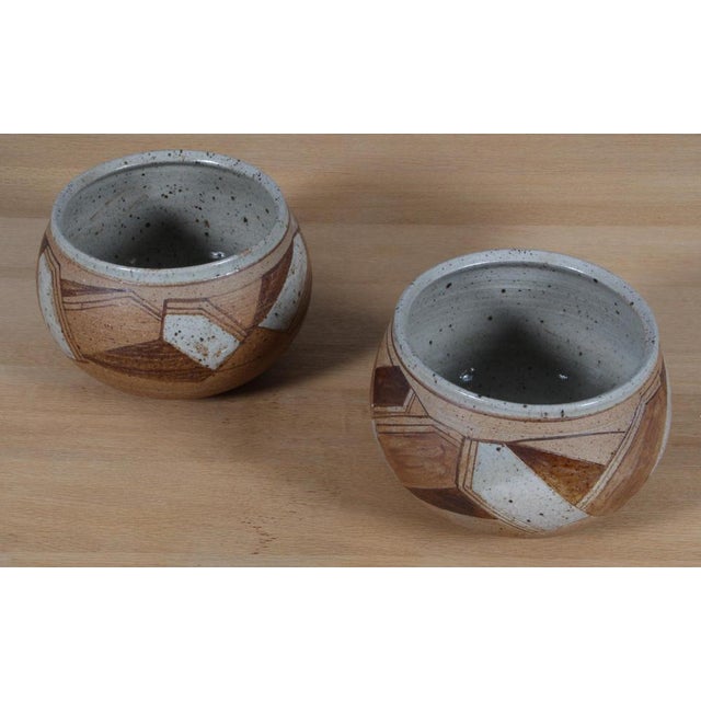 Partly Glazed Stoneware Bowls by Karen Boel, 1970s, Set of 2, in Very Good conditions. Designed 1970 to 1979