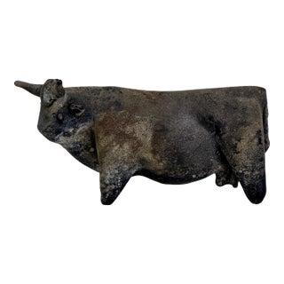 Alfredo Barbini Vintage Murano Italy Scavo Glass Bull Sculpture, C 1950s For Sale