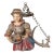Antique Black Forest Lusterweibchen Figural Chandelier, Polychrome Carved Wood Maiden With Fruit, Swiss, 19th Century [Hb] For Sale