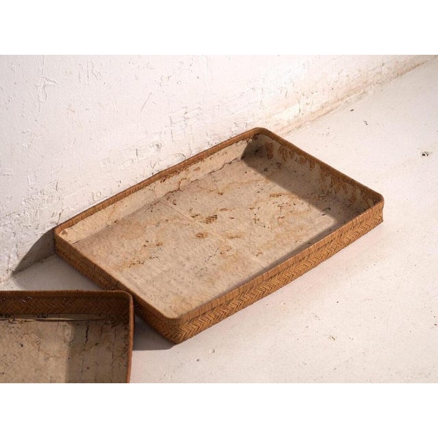 1920s Antique Japanese Flat Case in Woven Rattan, 1920 For Sale - Image 5 of 9