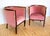 Antique Art Nouveau Edwardian Barrel Back Tub Armchairs in Mahogany and Pink Upholstery, 1910, Set of 2 For Sale - Image 4 of 18