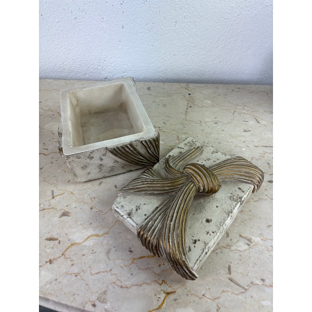 Mid-Century Vintage Hollywood Regency Inspired Plaster Trinket Box For Sale - Image 4 of 10