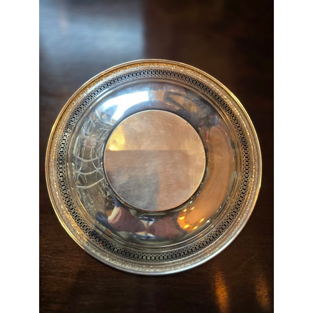 American 1950s Sterling Silver Tray With Floral Pierce Work For Sale - Image 3 of 8