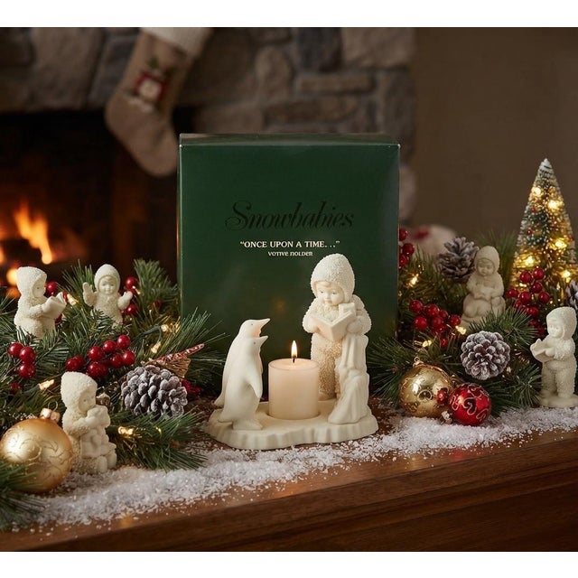 Figurative Dept 56 Snowbabies Figurne "Once Upon a Time..." Votive Candle Holder 1996-2000 Original Box & Packing For Sale - Image 3 of 12