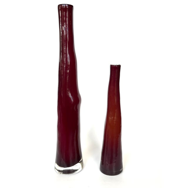 Contemporary Hand Blown Art Glass Vases, Set of 2 For Sale - Image 3 of 10