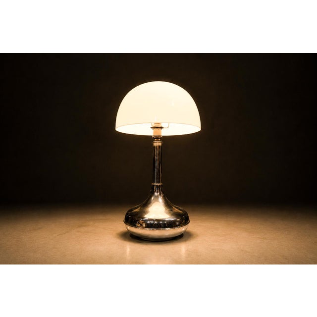 Chrome 1960s Rewired Brazilian Modern Table Lamp in Chrome Metal and Acrylic Shade For Sale - Image 8 of 15
