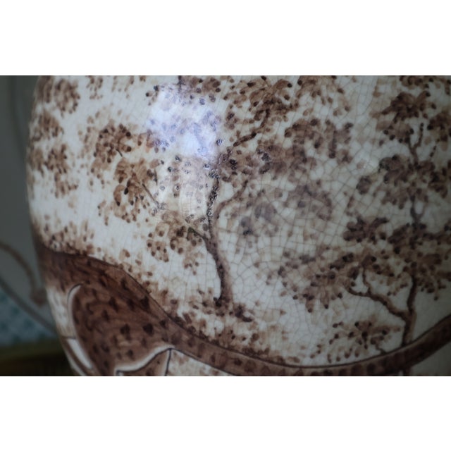 Rare Circa 2000 Maitland-Smith Hand-Painted Leopard Crackle-Glaze Vase For Sale - Image 9 of 18