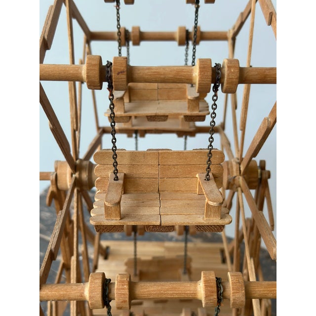 Vintage Folk Art Popsicle Stick + Spool Kinetic Ferris Wheel Sculpture, Circa 1970s For Sale - Image 10 of 17