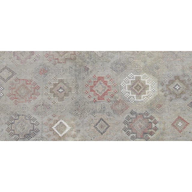 Mid 20th Century Vintage Turkish Kilim Featuring Muted Colors and All-Over Tribal Motif Design For Sale In Atlanta - Image 6 of 8