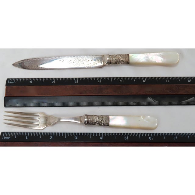 Antique Sheffield Silverplate & Mother of Pearl Fish Serving Cutlery