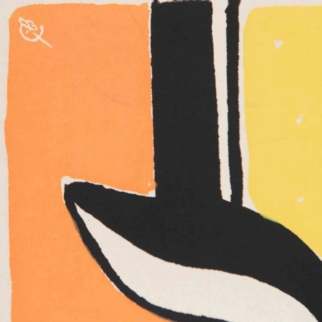 Modern Flower on a Yellow and Orange Background, Screen Print, 1950s For Sale - Image 3 of 4