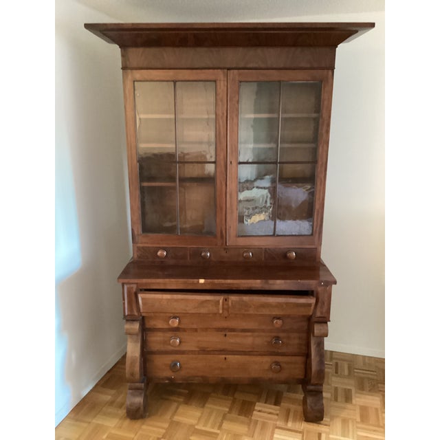 Antique Glass Door Hutch-Desk and Drawers For Sale - Image 10 of 11