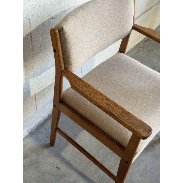 Oak Armchair With Upholstered Seat Danish Mid-Century Modern Vintage For Sale - Image 4 of 11