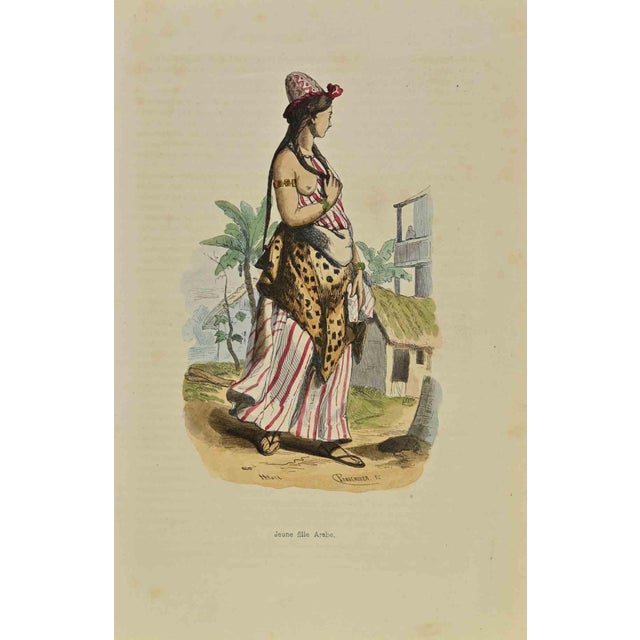 Arabic Girl is a lithograph made by Auguste Wahlen in 1844. Hand colored. Good condition. At the center of the artwork is...
