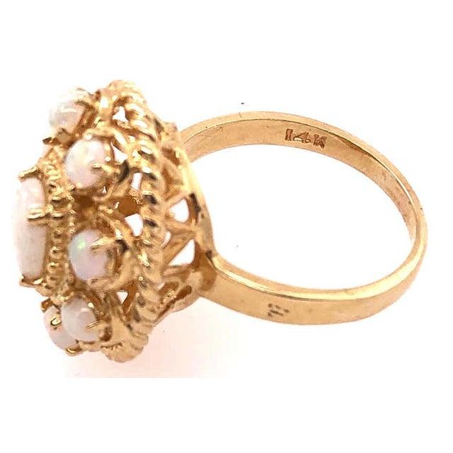14 Karat Yellow Gold Ring With Opal Cluster, Size 8.75 For Sale - Image 4 of 12