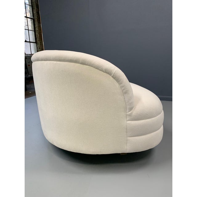 Mid Century Modern Large Kidney Bean Curved Sofa Weiman Style in Textured Velvet For Sale - Image 10 of 10