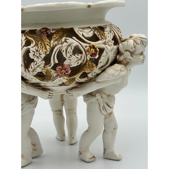 Ardalt Ardalt Antorini Italy Porcelain Compote | Cherub Figural Base For Sale - Image 4 of 9
