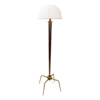 Hollywood Regency Bronzed Metal and Brass Tripod Floor Lamp, 1950s For Sale