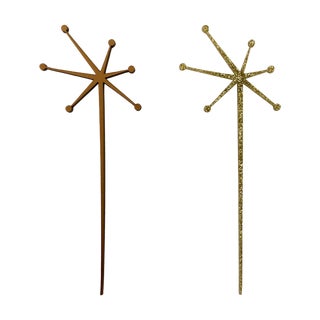 Solid Gold Mid-Century Starburst Drink Stirrers For Sale