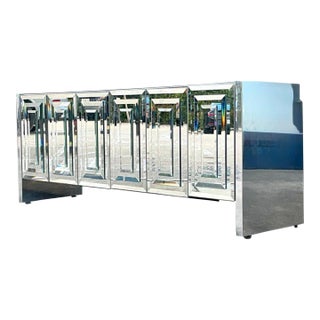 Vintage Boho Ello Six Door Stack Mirror Credenza For Sale