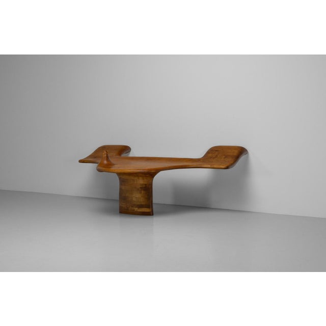1970s Sculptural Wall Mounted Table in Ash Wood, Netherlands, 1970s For Sale - Image 5 of 16