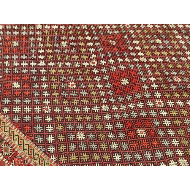 Red Vintage Turkish Kilim Rug - 83" X 126" For Sale - Image 8 of 11