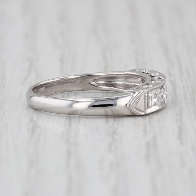 Vintage 0.21ctw Diamond Wedding Band 14k White Gold 5-Stone Size 8.25 For Sale - Image 4 of 8