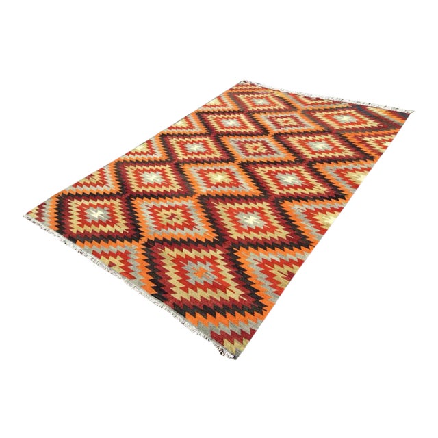 Late 19th Century Handmade Kilim Rug- 72.5" X 105" For Sale