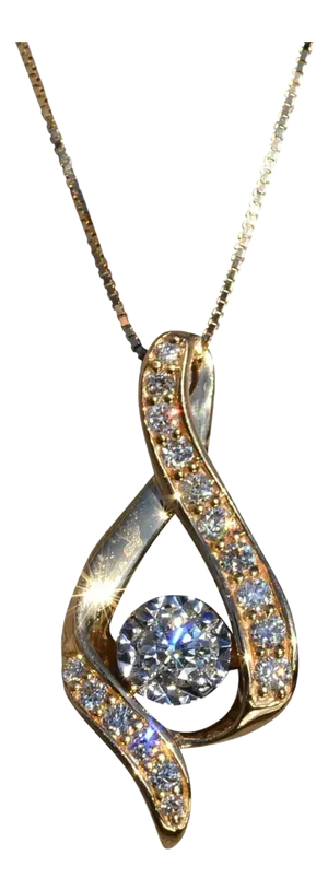 Ladies 14K Yellow Gold Twisted Knot Diamond Necklace