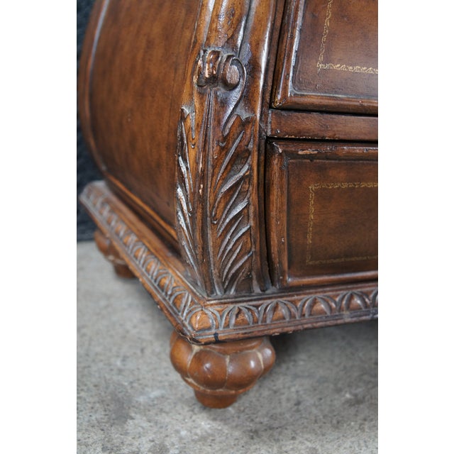 Late 20th Century French Louis XVI Tooled Leather Bombe Chests Dressers Side Table Nightstands For Sale - Image 10 of 14