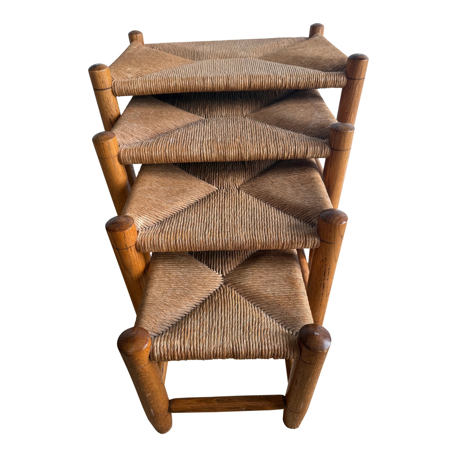 Late 20th Century Vintage Set of Four Rush Nesting Footstools and ...