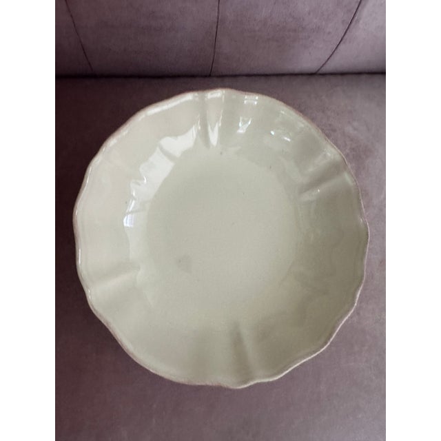 Vintage Portuguese Stoneware Scalloped Serving Bowls/Cream Glazed/Oven & Microwave Safe Set of 4 For Sale - Image 9 of 10