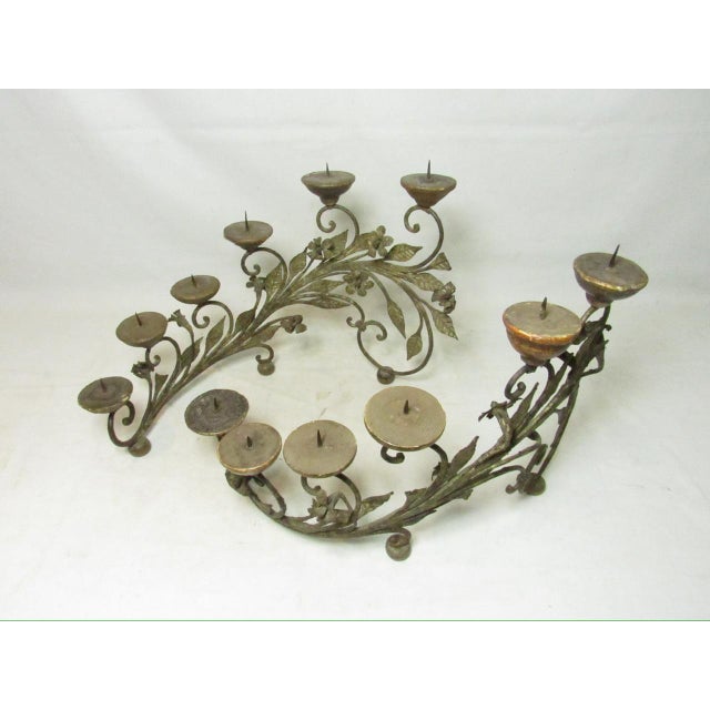 Pair of Antique Italian Wrought Iron Candelabras For Sale - Image 18 of 18