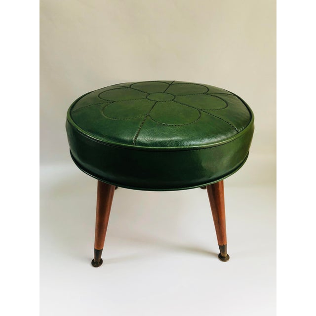 Midcentury Avocado Green Naugahyde Stool Chairish