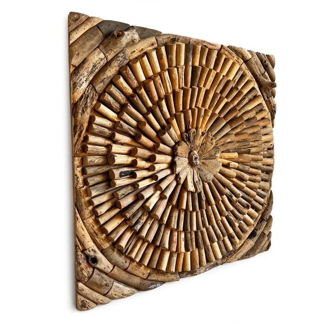 Vintage square design wall art made from layered driftwood sticks. Beautiful natural tones and grain with lots of...