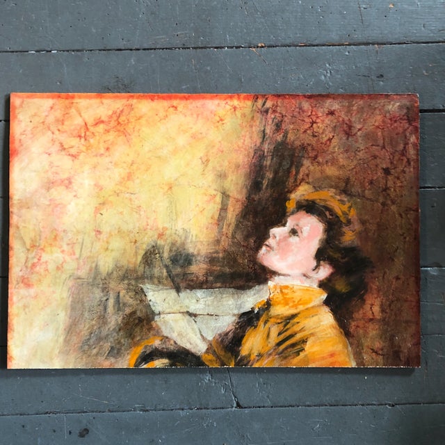 1970s Original Vintage Pop Art 1970’s Portrait 2 People in Love Painting Double Sided Female Portrait For Sale - Image 5 of 6