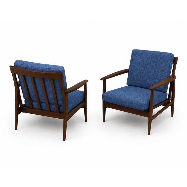 Mid Century Modern Walnut Lounge ChairS—pair For Sale - Image 4 of 5