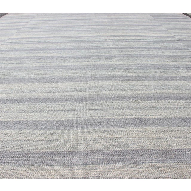 Textile Large Kilim in Variegated Striped With Modern Design 9'10 X 13'2 For Sale - Image 7 of 11