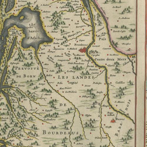 Antique Blaeu Map of the Bordelais, 1642 For Sale - Image 4 of 12