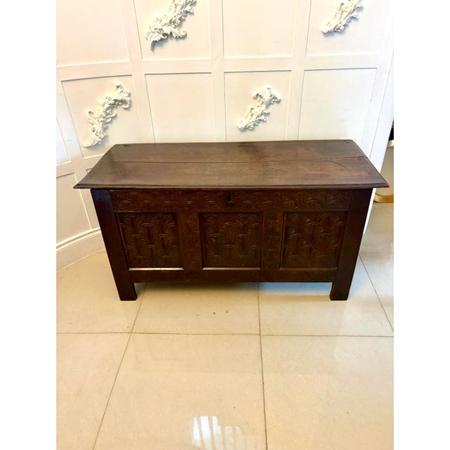 Antique Carved Oak Chest with Original Candle Box, 1680 For Sale - Image 12 of 12