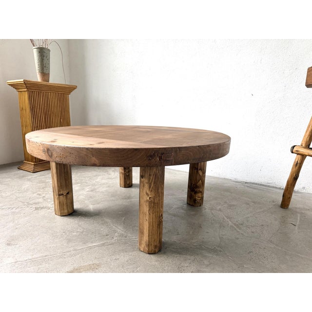 Brutalist Round Coffee Table in Pine, 1950s For Sale - Image 11 of 18