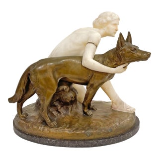 Reinhard Schnauder Signed Bronze/Marble Figurine Group For Sale