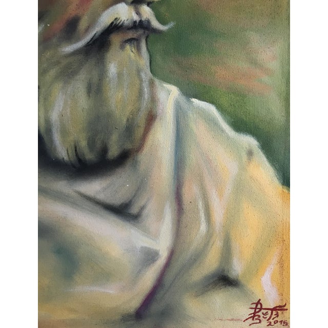 Original oil painting by Romanian artist Bebu Dura, featuring a striking surreal/figurative portrait with symbolic...