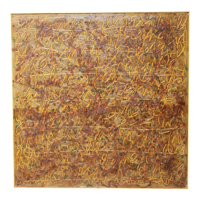 Harry Bouras (1931 - 1990) Transitional Message. Oil on Board, 1974, Signed For Sale